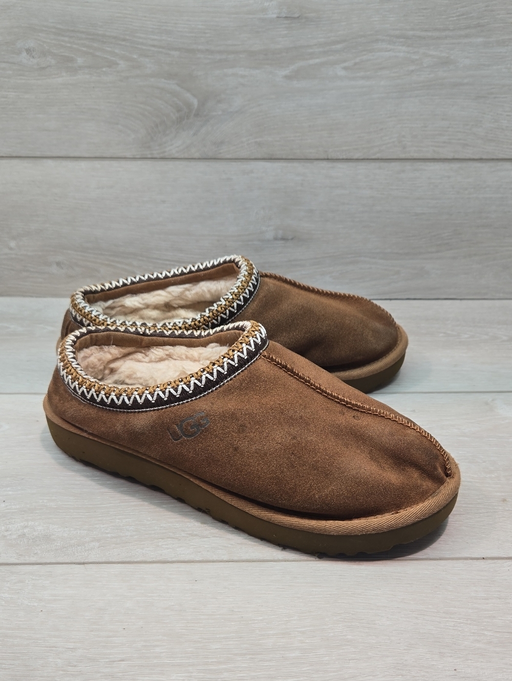 UGG Australia Women 5955 Tasman Chestnut Suede Shearling Clog Slippers Shoes 9
